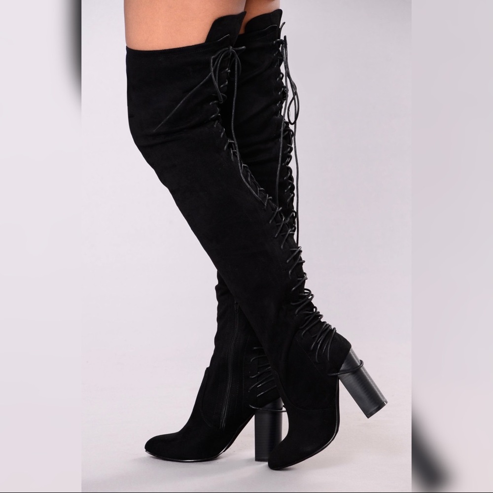 Fashion Nova lace up over the knee boots